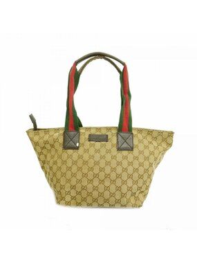 Gucci Tote GG Canvas Sherry Line Beige Silver